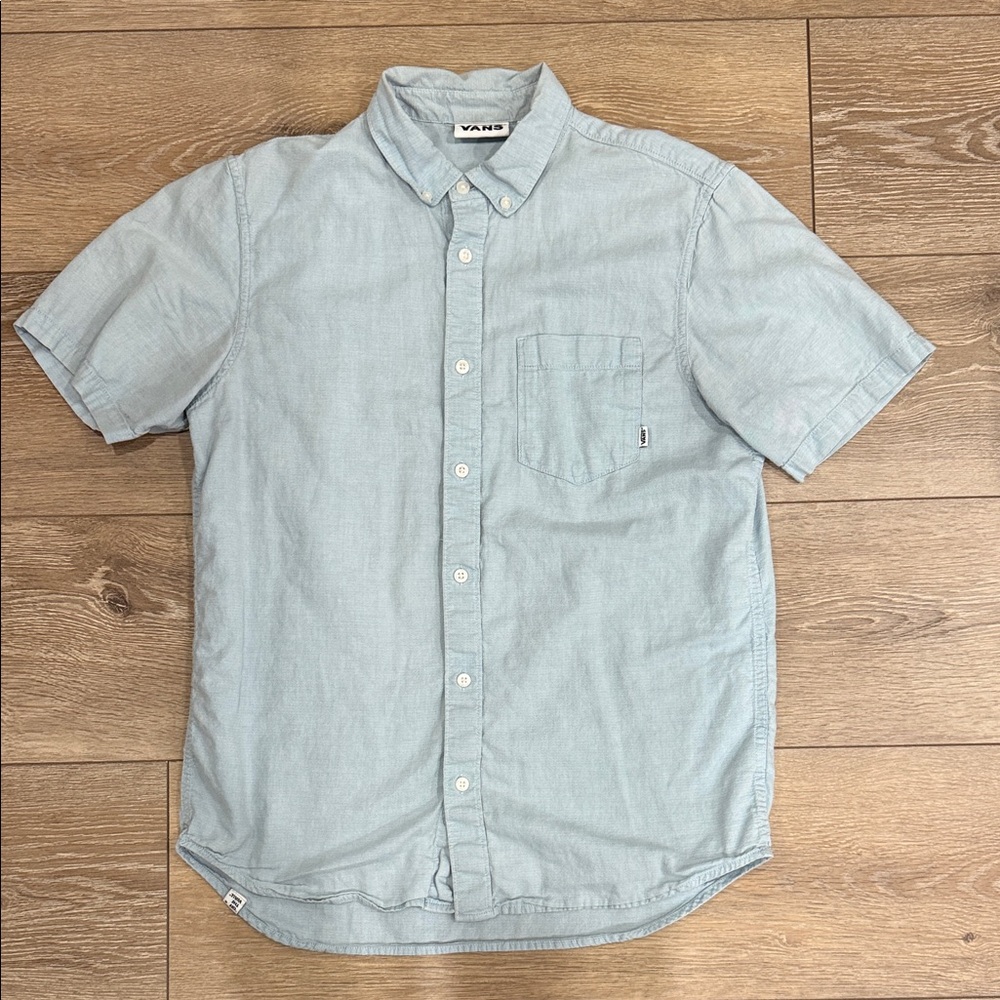 Vans Men's Casual Light Blue Button-Down Shirt